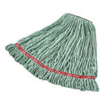 Web Foot Wet Mop Heads, Shrinkless, Cotton/synthetic, Green, Medium